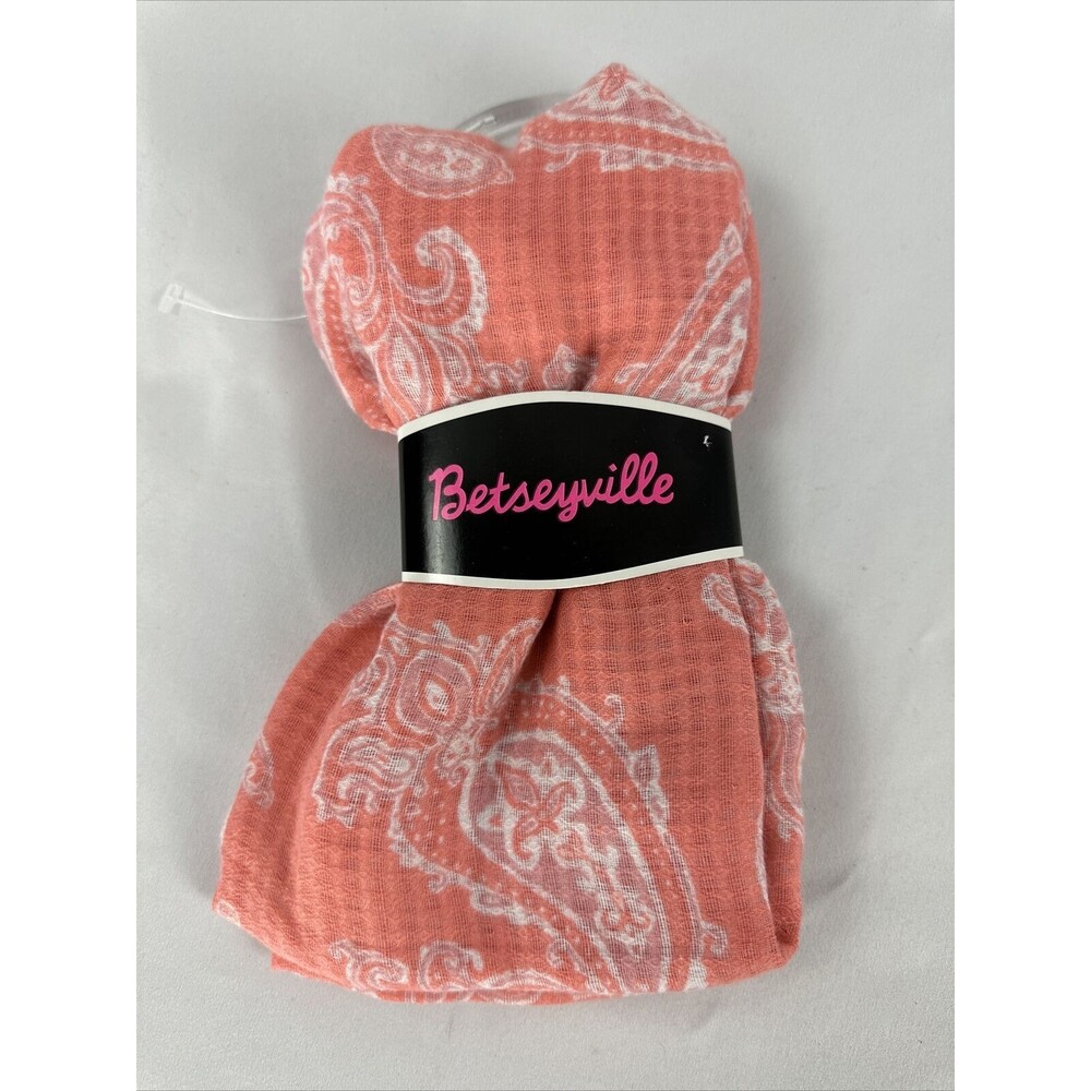 Betseyville Scarf Betsy Johnson peach White Lightweight OS One Size 55" X 20"